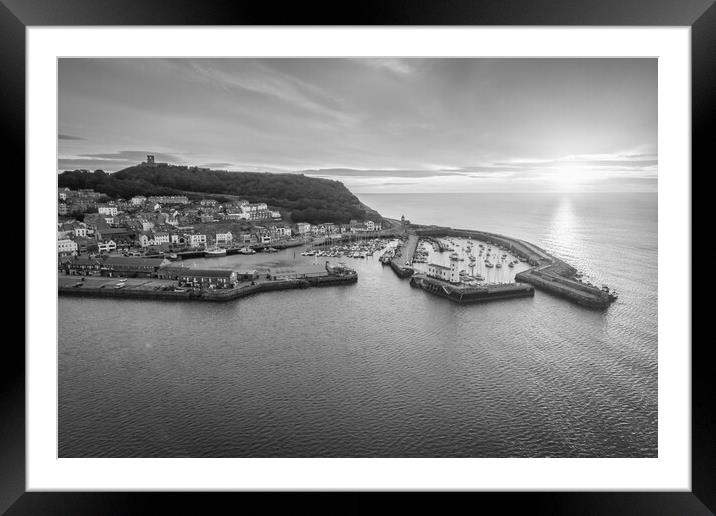 Scarborough in Black and White Framed Mounted Print by Apollo Aerial Photography