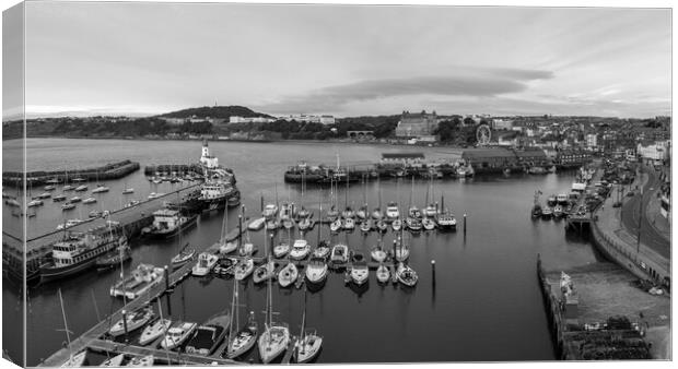 Scarborough Marina Black and White Canvas Print by Apollo Aerial Photography