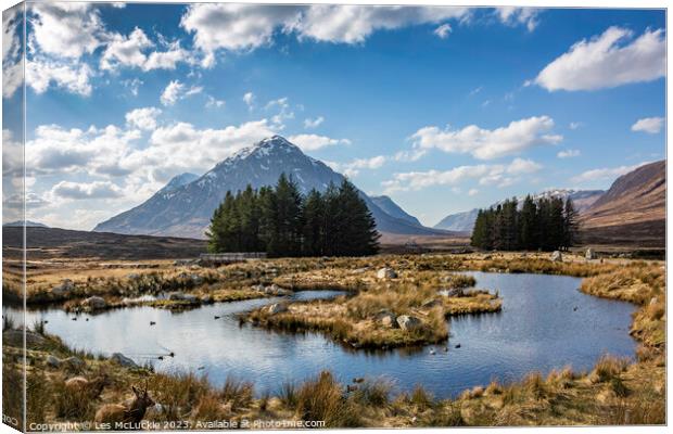 Glen Coe view from Kingshouse Hotel Canvas Print by Les McLuckie