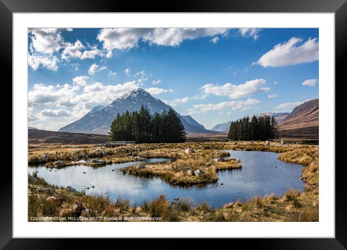 Glen Coe view from Kingshouse Hotel Framed Mounted Print by Les McLuckie