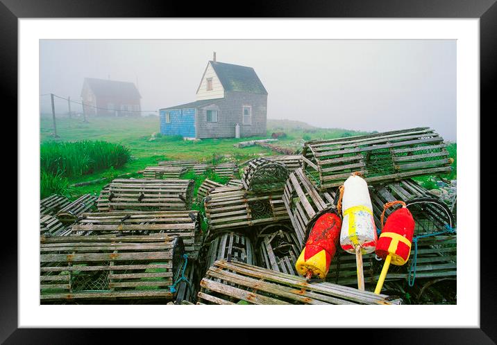 old lobster traps and fishing shanties Framed Mounted Print by Dave Reede