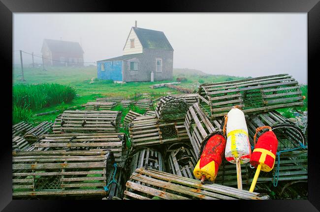 old lobster traps and fishing shanties Framed Print by Dave Reede