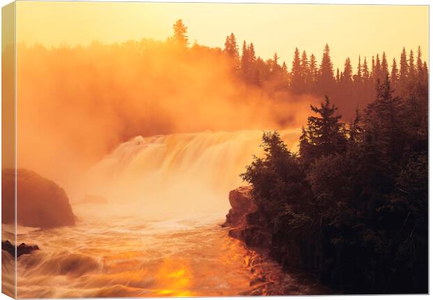 sunrise at Pisew Falls along the Grass River Canvas Print by Dave Reede
