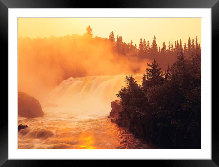 sunrise at Pisew Falls along the Grass River Framed Mounted Print by Dave Reede