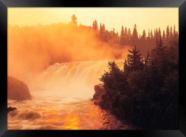 sunrise at Pisew Falls along the Grass River Framed Print by Dave Reede