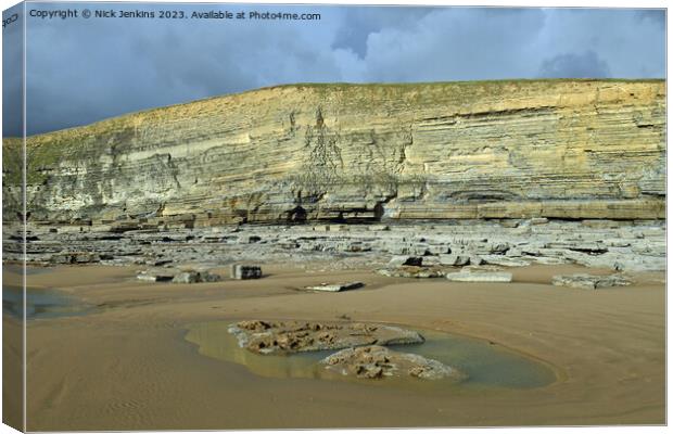 Beautiful View of the Dunraven Bay cliffs in the Vale of Glamorgan  Canvas Print by Nick Jenkins