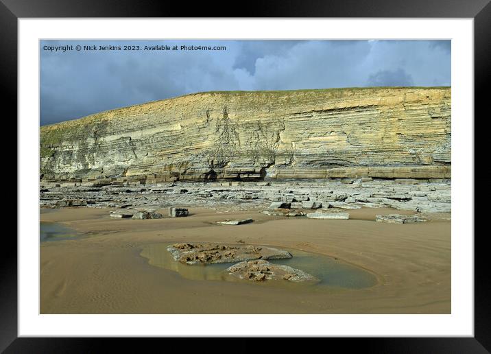Beautiful View of the Dunraven Bay cliffs in the Vale of Glamorgan  Framed Mounted Print by Nick Jenkins