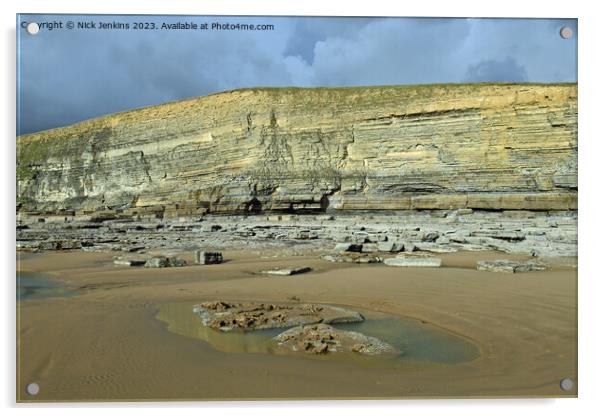 Beautiful View of the Dunraven Bay cliffs in the Vale of Glamorgan  Acrylic by Nick Jenkins