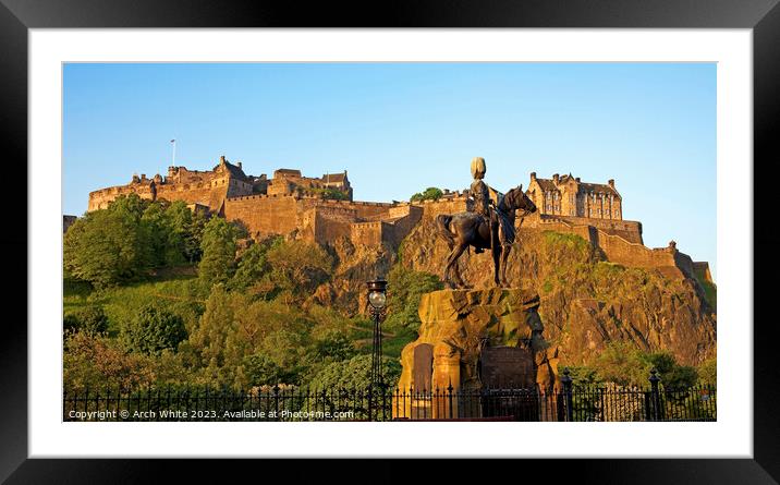 Edinburgh Castle and The Royal Scots Greys monumen Framed Mounted Print by Arch White