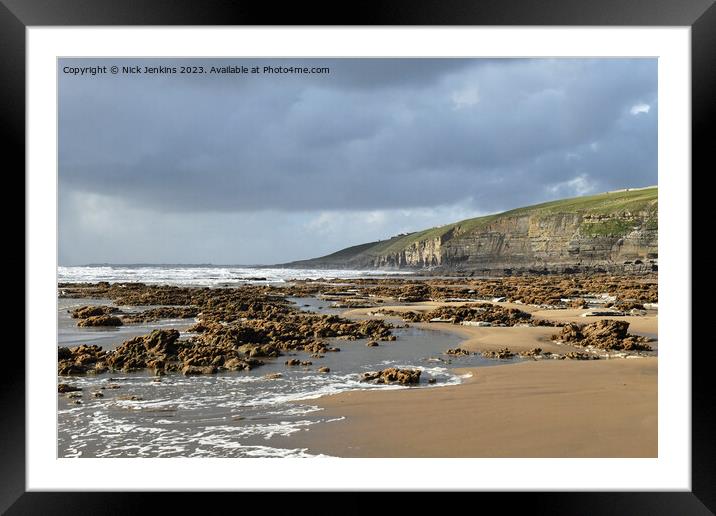 Dunraven Bay on an Incoming tide South Wales Framed Mounted Print by Nick Jenkins