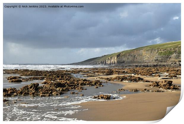 Dunraven Bay on an Incoming tide South Wales Print by Nick Jenkins