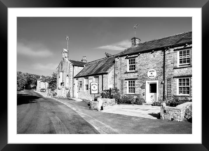 Muker Village Black and White Framed Mounted Print by Tim Hill