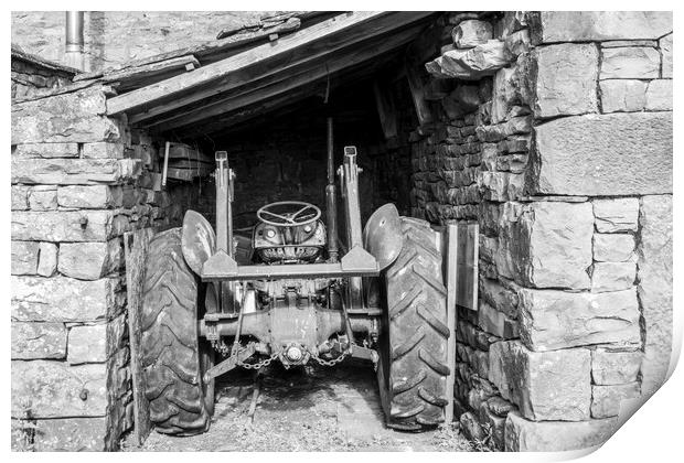 Muker Village Tractor Print by Tim Hill