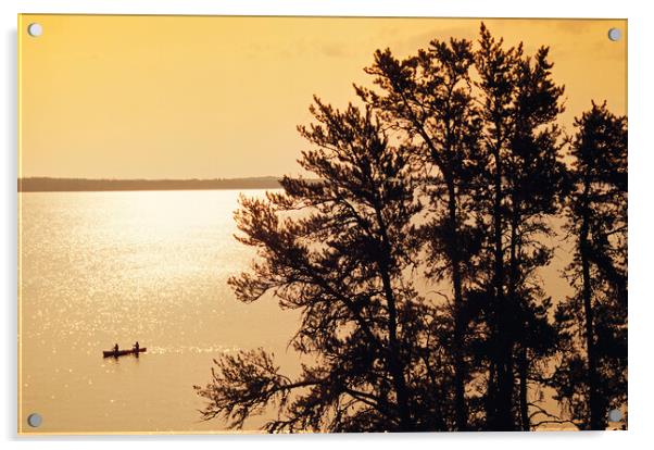 canoeing across Big Whiteshell Lake Acrylic by Dave Reede