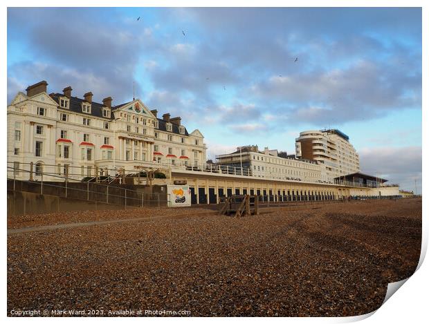 The Royal Victoria Hotel and Marine Court in St Leonards. Print by Mark Ward