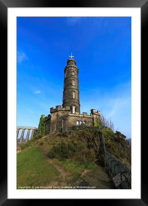 Nelson Monument Calton Hill Edinburgh Framed Mounted Print by Les McLuckie
