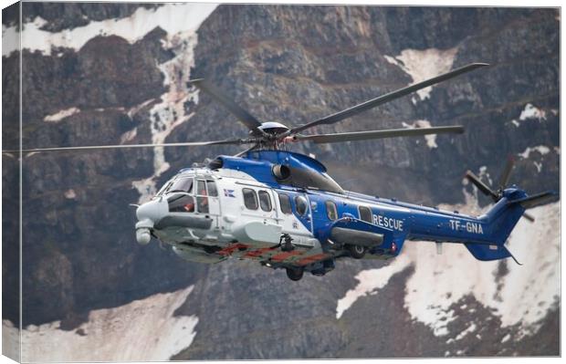 Coastguard Helicopter Aérospatiale AS 332L1 Super Puma Canvas Print by Martyn Arnold