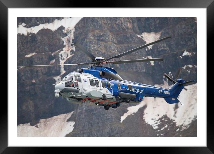 Coastguard Helicopter Aérospatiale AS 332L1 Super Puma Framed Mounted Print by Martyn Arnold