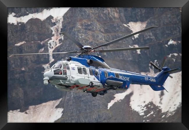 Coastguard Helicopter Aérospatiale AS 332L1 Super Puma Framed Print by Martyn Arnold