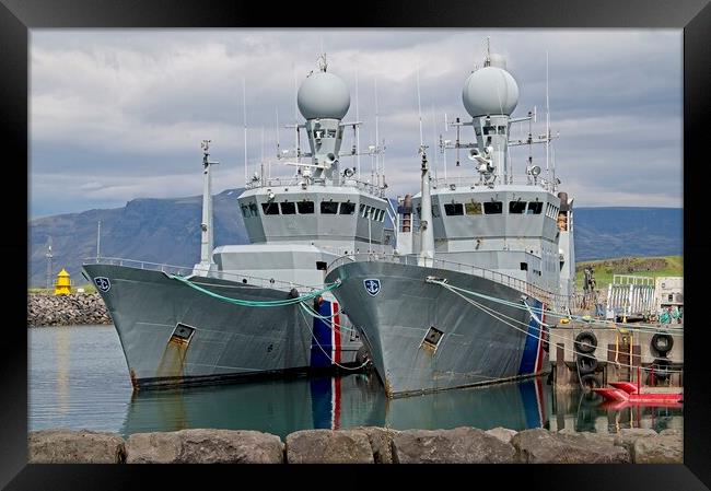 Icelandic Coastguard Ships Moored in Reykjavik Framed Print by Martyn Arnold