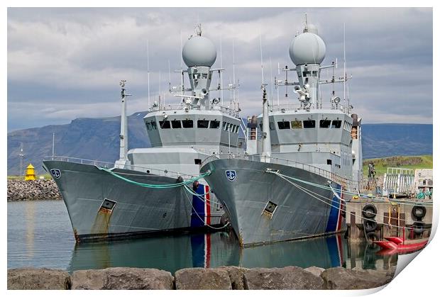 Icelandic Coastguard Ships Moored in Reykjavik Print by Martyn Arnold