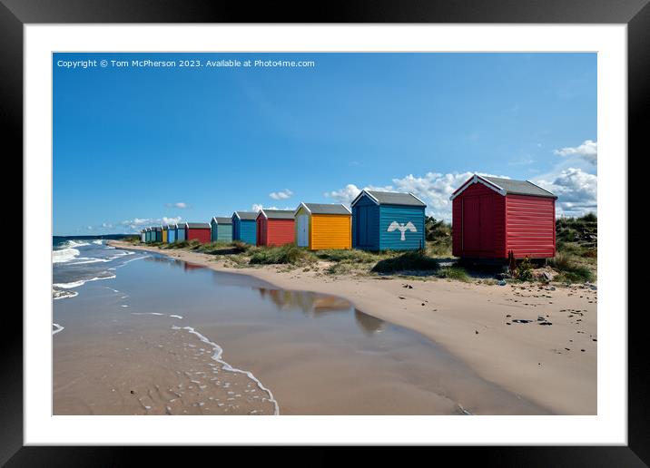 Multi-Coloured Huts on Findhorn Beach Framed Mounted Print by Tom McPherson
