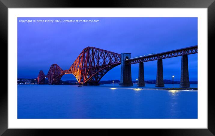 The Forth Bridge Blue Hour  Framed Mounted Print by Navin Mistry