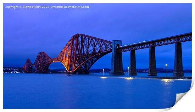 The Forth Bridge Blue Hour  Print by Navin Mistry
