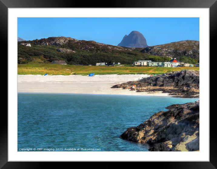  Achmelvich Beach, Hillhead Caravan Park & Suliven Mountain Assynt Highland Scotland Framed Mounted Print by OBT imaging