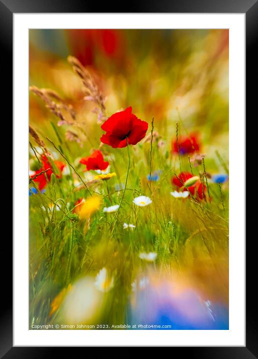 Poppy flower with ICM Framed Mounted Print by Simon Johnson