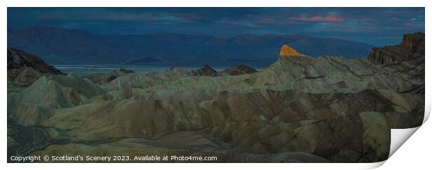 Zabriskie point, Death Valley at sunrise. Print by Scotland's Scenery