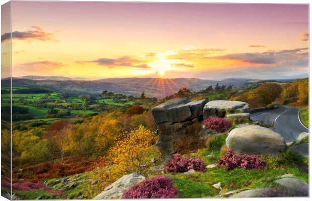 Surprise View Sunset Derbyshire  Canvas Print by Alison Chambers