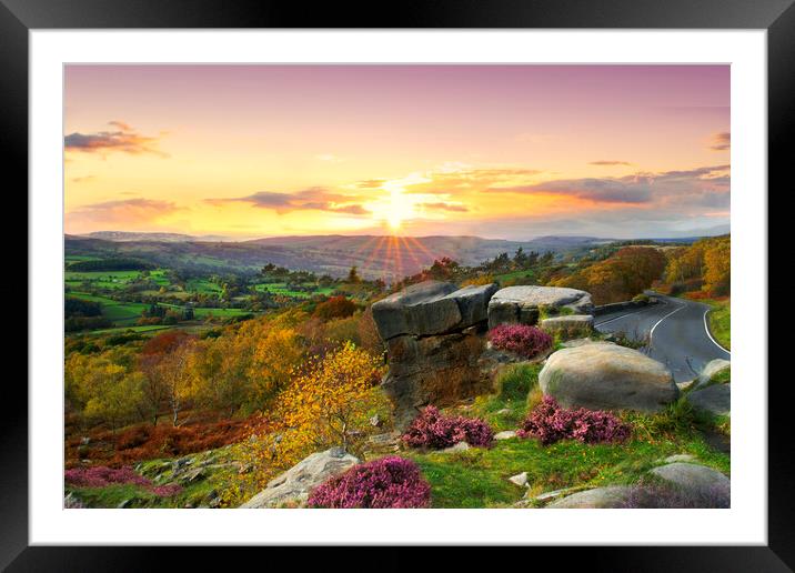 Surprise View Sunset Derbyshire  Framed Mounted Print by Alison Chambers