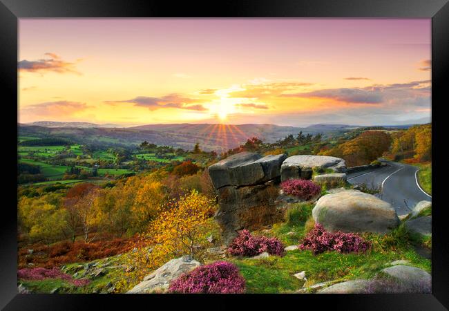 Surprise View Sunset Derbyshire  Framed Print by Alison Chambers