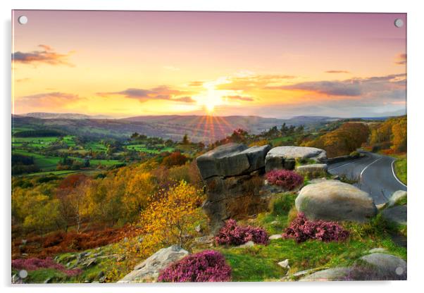Surprise View Sunset Derbyshire  Acrylic by Alison Chambers