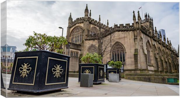 Bee symbols lead to Manchester Cathedral Canvas Print by Jason Wells