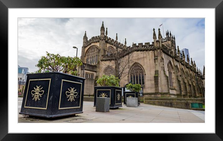 Bee symbols lead to Manchester Cathedral Framed Mounted Print by Jason Wells