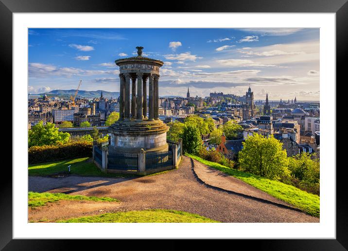 Edinburgh City From Calton Hill In Spring Framed Mounted Print by Artur Bogacki