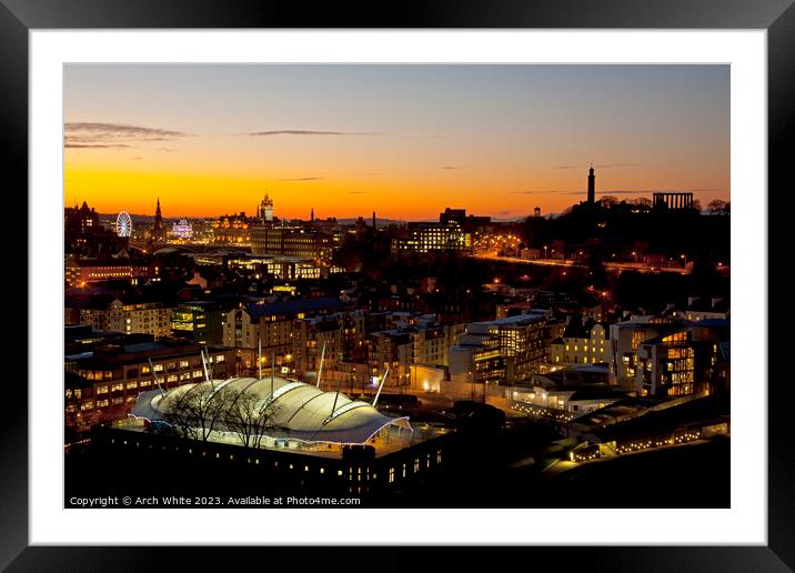 Dynamic Earth and Scottish Parliament on right wit Framed Mounted Print by Arch White
