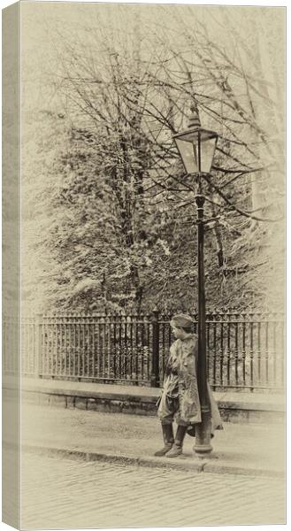 Leaning on a lamp post. Canvas Print by Alan Matkin