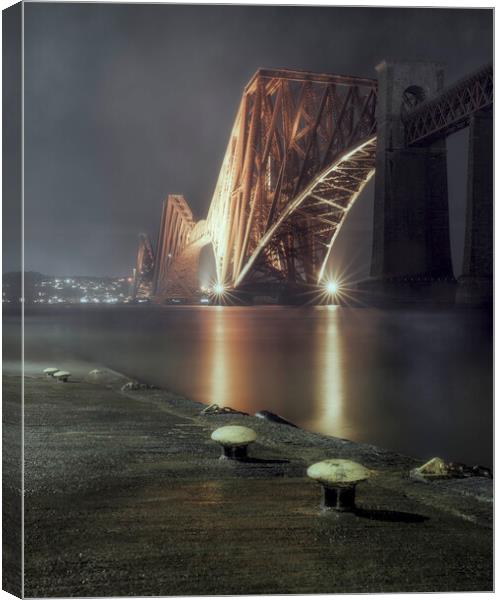 Forth Bridge at night  Canvas Print by Anthony McGeever