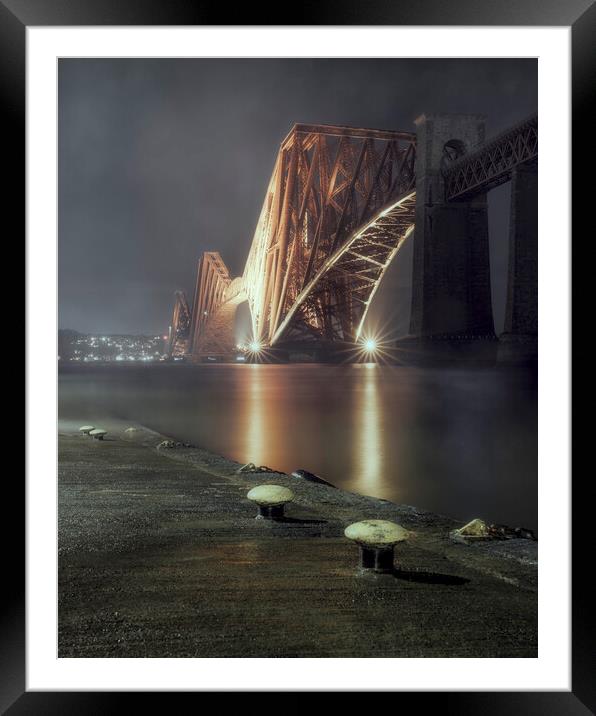 Forth Bridge at night  Framed Mounted Print by Anthony McGeever