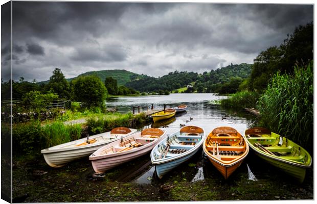 Grasmere Rowing Boats cumbria Canvas Print by Maggie McCall