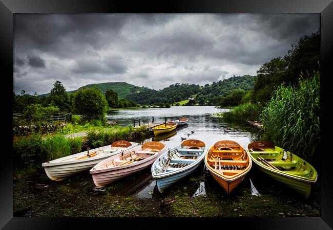 Grasmere Rowing Boats cumbria Framed Print by Maggie McCall