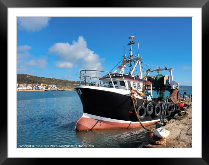 Fishing Trawler Sea Seeker at Lyme Regis Harbour Framed Mounted Print by Susie Peek