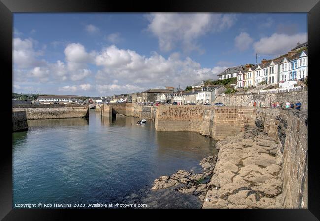 Porthleven Harbour Wall Framed Print by Rob Hawkins