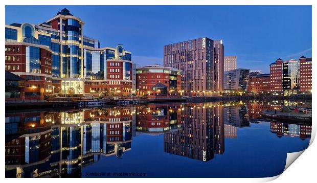 Salford Quays Reflections, Blue Hour Print by Michele Davis