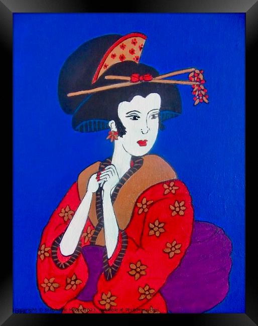 Red Geisha Framed Print by Stephanie Moore