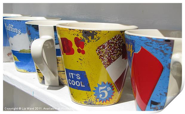 Colourful Mugs Print by Liz Ward