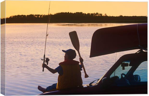 Excited About Fishing and Canoeing Canvas Print by Dave Reede
